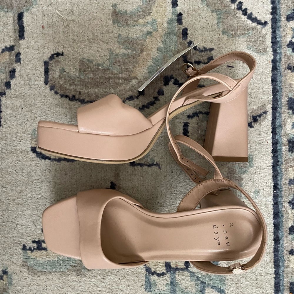 Nude block heels